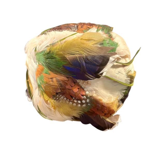 Vintage Emme NY Feather Pillbox Hat and Box Fascinator Hair Clips Perfect Fit - Picture 4 of 8